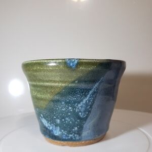 Handmade Green & Blue Ceramic Pot